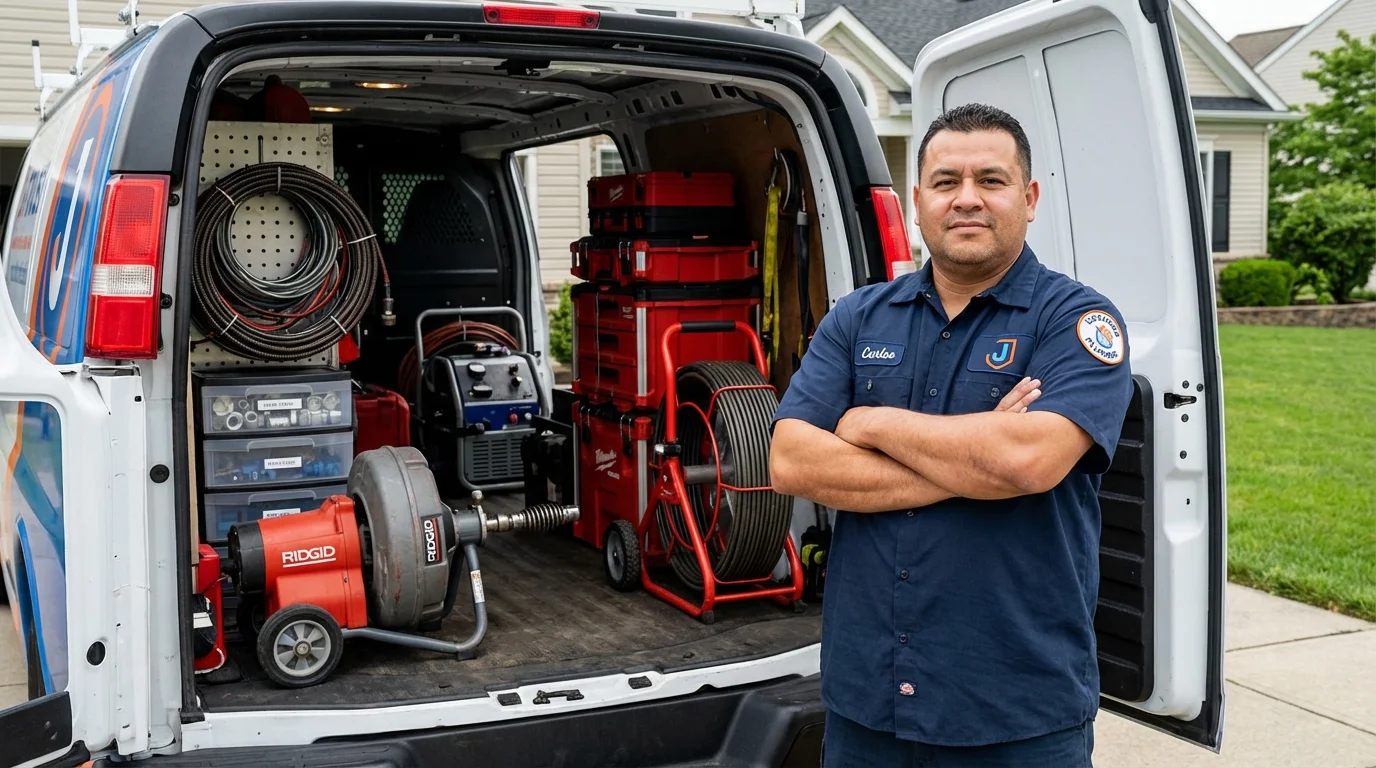 Professional drain cleaning equipment and Johns Plumbing LLC plumber in Downers Grove