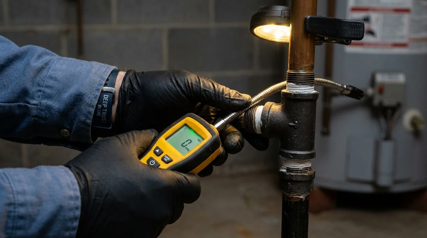 Gas leak detection with electronic sniffer by Johns Plumbing LLC in Downers Grove