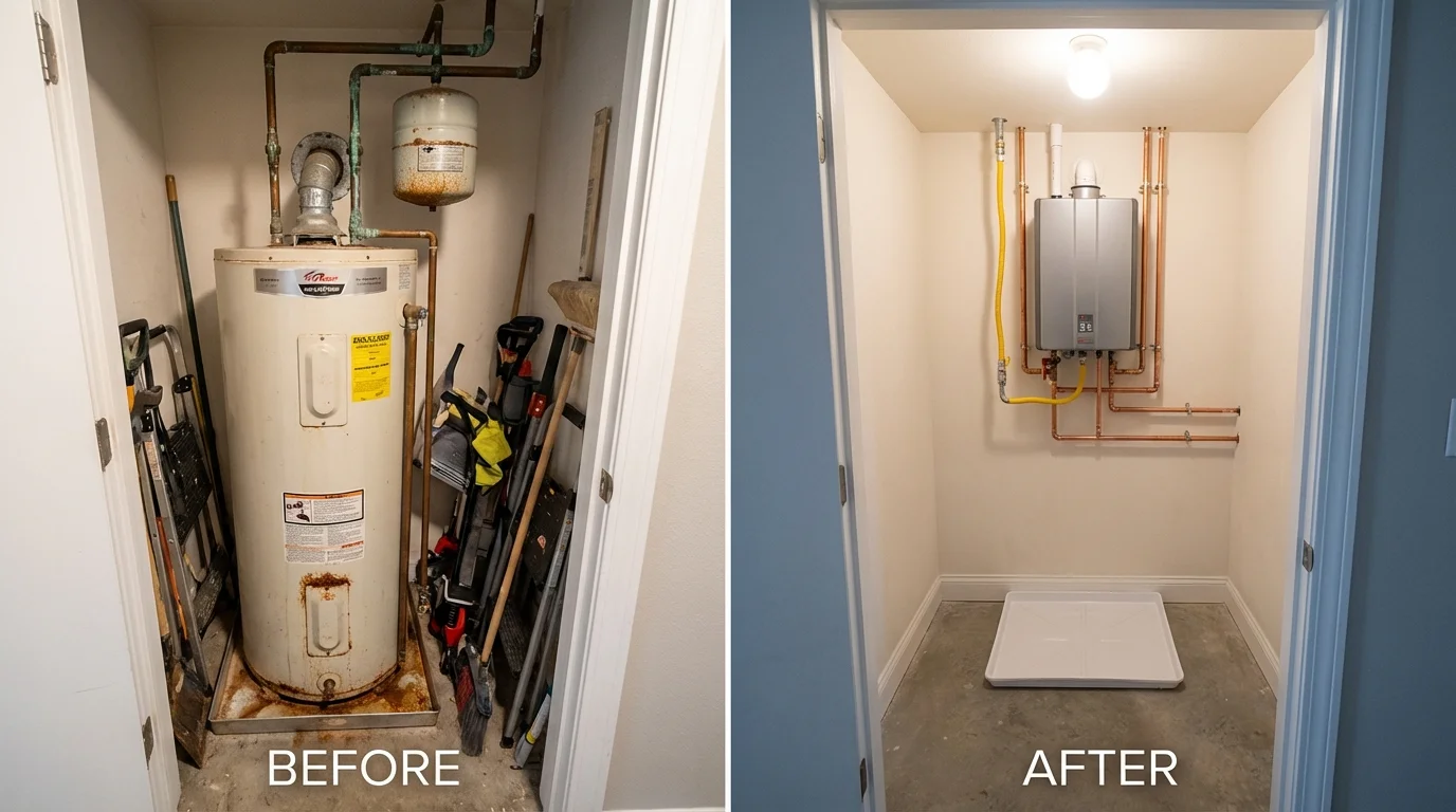 Tank water heater versus wall-mounted tankless unit comparison for Downers Grove, IL homeowners