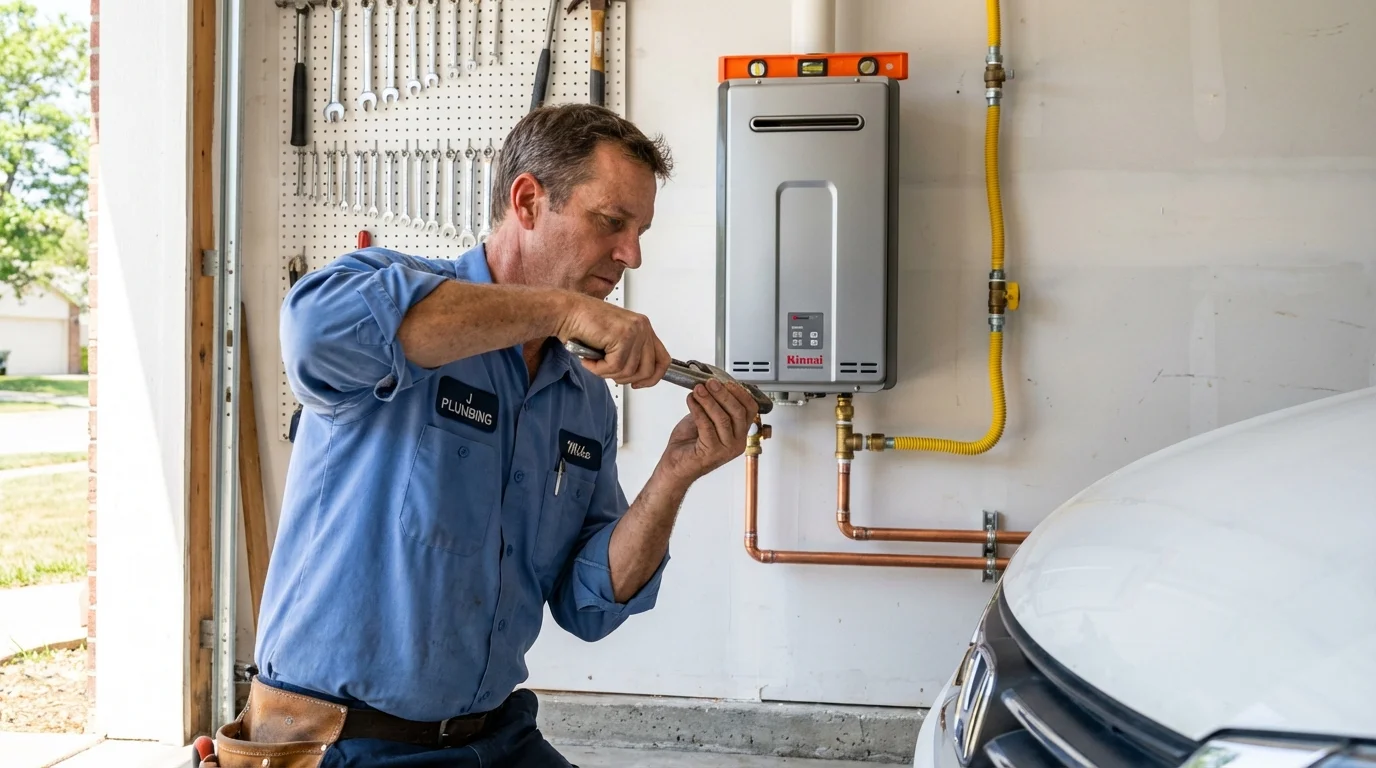 Tankless water heater installation by a Johns Plumbing LLC plumber in Downers Grove